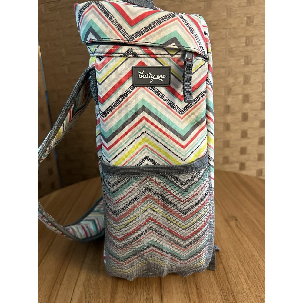 Thirty One 31 Party Punch‎ Backpack One Shoulder Chevron Laptop Storage - Picture 2 of 9